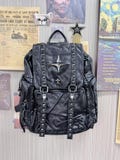Black Punk Rivet Unique School Bag,?Unisex Large Capacity Goth Casual Backpack Perfect For School,Y2K Punk Backpack.Laptop Backpack.