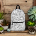 White Succulent Backpack | Boho Chic | School Bag | Botanical Illustration | Southwestern