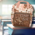 PERSONALIZED Hereford Cattle Girls Western Backpack, Girl Baby Western Diaper Bag, Rodeo Cowgirl Diaper Bag Western Baby Gift Ranch Mom Gift