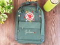 Fjallraven kanken backpack embroidered with small planets/ Small planets embroidery design on Fjallraven kanken backpack