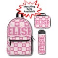 Custom Checkered Retro Laptop Backpack, Matching Lunch Bag, Matching Water Bottle with Straw, Back to School Set, Custom Gift for Girl