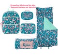 Personalized Mushroom Flower Backpack, Lunchbox, Nap mat and water Bottle set / Monogrammed Backpack and Lunchbox, girls Back to School Set