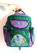 Vintage 'Kingdom' Kids Purple and Green Backpack | Children's School Bag | Rabbits in lake with flowers | NOS | Never been used