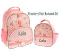 Children's All Over Print Backpack and Lunchbox Set Stephen Joseph with Embroidery Personalization, Strawberry backpack, Bunny Backpack set