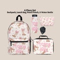 Personalized Coquette Cowgirl Boots Bow Backpack Lunch Bag Set, Back To School Bookbag, Custom Name Travel Water Bottle, Girly Birthday Gift