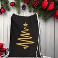 Christmas Tree Santa Bag, Line Trees, Christmas Sack, Tree Lover Bag, Holiday Gift Sack, Women's Christmas Bag, Christmas Bag for Women