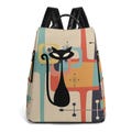 Retro Mid Century Modern Backpack, Atomic Cat Geometric Daypack, MCM Travel Bag