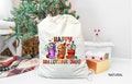 Happy Hallothankmas Drawstring Bag, Christmas Light Bag, Thanksgiving Drawstring Bag, Holiday Tote Bag, Christmas Santa Sack, Halloween Bag