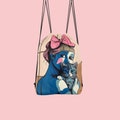 Coquette Aesthetic Cat Drawstring Bag - Chic Abstract Design for Cat Lovers, Trendy & Unique Fashion Accessory, Gift for Roommates or Bestie