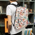 Water-Resistant Backpack "Pastel Garden" - Floral Elegance and Soft Colors by Ink Tote Art - Perfect for School, Sports, and Travel