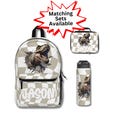 Personalized T-Rex Dinosaur Laptop Backpack, Matching Lunch Bag, Matching Water Bottle with Straw, Back to School Set, Custom Gift for Boy