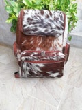 Cowhide bag Handmade Hair on Brown And White Cowhide Backpack Cow Hide Diaper Backpack unisex Daily use Bag Western Leather Backpack gift