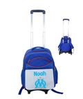 Blue backpack for children, with personalized trolley OM