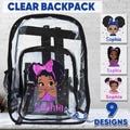 Personalized Kids Clear Backpack,Afro Black Girl Water Proof Backpack for School Girls,Custom PVC Transparent Backpack with Name,Video Game