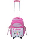 PINK backpack for children, with personalized unicorn trolley
