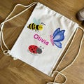 Personalised Bug Drawstring Nursery/School Bags