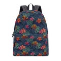 Tropical Flowers Backpack, Jungle Floral Hawaiian Green Men Women Kids Books School College Waterproof Pockets 15 17 Inch Laptop Travel Bag