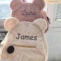 Custom Teddy Bear Toddler Backpack ,Personalized kids travel bag  , Embroidered name preschool backpack, perfect gift for children