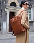 Elegant Italian Leather Backpack - A Stylish and Functional Brown Rucksack and Laptop Backpack for the Modern Woman a Must-Have Everyday Bag