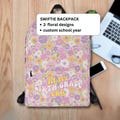 Swiftie Backpack Girl's Custom Bookbag Women's Floral Schoolbag Personalized Grade Knapsack In My School Era Kids Knapsack Pop Icon Gift