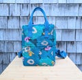 Mini Making Backpack | Canvas | Bold Floral Metallic | Teal