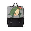 Personalized Unisex Black Casual Shoulder Backpack - Green Dino Design with Custom Initial - Stylish and Durable School or Travel Bag