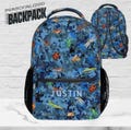 Blue Camo Backpack for Boys Camouflage & Bugs School Bag Personalized with Name Travel Bag for Kids Birthday Gift for Bug Lover Son Grandson