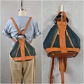 valentina italy hunter green & cognac brown leather convertible bucket backpack handbag . y2k vintage