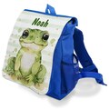 Kindergartenrucksack mit Name | Frosch BLAU | personalisiert Kindergartentasche erster Geburtstag Junge Kinderrucksack gestreift Kitakind