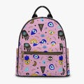 Pink Evil Eye Witchy All Over Printed PU Backpack