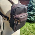 SMALL Dark Brown LEATHER BACKPACK Purse Bag by Katz, Unisex Small Genuine Leather Bag Rucksack handmade purse chocolate brown