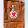 Kanken Backpack Embroidered with Moon And Flower/ Custom Kanken Embroidery on Fjallraven Backpack/ Gifts For Her/ Kid Gifts/ For Women's