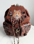 Fox womens leather backpack Boho backpack Leather backpack purse women Leather backpacks for women Fox bag Fox gifts Travel backpack