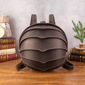 Retro Leather Backpack Bag, Beetle Shape Men Women Leather Backpack,  Backpack Travel Bag Personality Name LOGO Bag Gifts