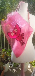 Vintage 90's Pink Plastic One Strap Back pack  Clear Patent PVC , UNISEX  Sling  Fun Bag Festival Summer  see trough, Sheer crosbody bag