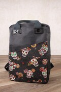 Small square backpack - canvas backpack - with front pocket and inside pockets