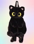 Black Cat Plush Backpack, Removable Straps