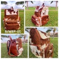 Natural Brown & White Real Cowhide Backpack -Travel Bag -Diaper Bag -School Bag Shoulder Bag -Western Backpack, Gift for Mom, Kids