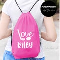 Personalized Drawstring Backpack, Custom Cinch Bag, Sports Overnight Gym bag, String Backpack,  hockey puck, string backpack with name