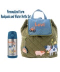Personalized Farm Toddler Backpack and Water Bottle, Toddler Boys Backpack, Preschool, Quilted Backpack, Farm animals, Diaper Bag, Cows, pig