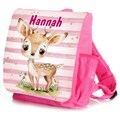 Kindergartenrucksack mit Name | Reh gestreift | personalisiert Kindergartentasche erster Geburtstag M?dchen rosa pink Kinder-Rucksack Boho