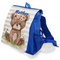 Teddy-Rucksack BLAU mit Name personalisiert erster Geburtstag Junge Kinderrucksack gestreift Tasche Kita Start Kindergartenrucksack Teddyb?r
