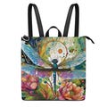 Watercolor Dragonfly Women's Waterproof PU Leather Backpack, Anti-Theft Satchel Bag. Zippered backpack. Gift Idea. Vegan Leather