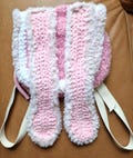 Pink backpack with long fluffy bunny ears