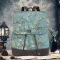 Van Gogh Small Leather Backpack for Women,Blossoming Almond Tree Backpack, Leather Backpack, Drawstring Backpack, Vintage Backpack Purse