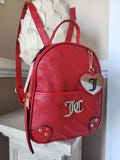 juicy couture no rules backpack cool red embossed logo medium size weekender bag with attached logo rhinestones heart