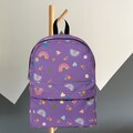 Rainbow Backpack, Kids School Bag, Colorful Purple Backpack, Rainbow and Hearts Design, Personalized Bag, Custom Made Backpack