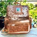 Leather Backpack Women, Handmade Leather Backpack purse, Cowhide Backpack, Leather Diaper Bag, Western Purse, Hair On Cowhide Backpack