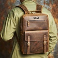 Leather Laptop Backpack, Personalize Office Shoulder backpack, Men Rucksack, Full Grain Leather Travel backpack, Satchel, Gift for Him & Her