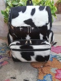 Exotic Cowhide Backpack, Handmade Hair On Cowhide Leather Backpack, Panda Print Black And White Shoulder Bag School bag SAME AS PICTURE Gift